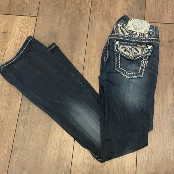 Miss Me Other - Girls Miss Me Jeans with ribbon leather bling